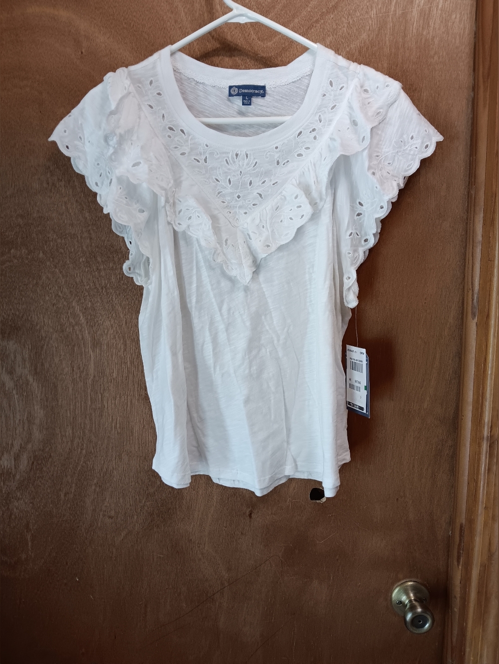 Democracy White Eyelet Ruffle Camisole Top